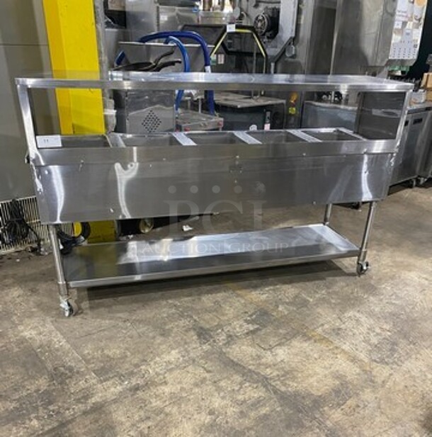 Eagle Commercial Electric Powered 5 Well Steam Table! With Storage Space Underneath! All Stainless Steel! On Casters! Model: YSPHT5 SN: 2008990224 208V 60HZ 1 Phase