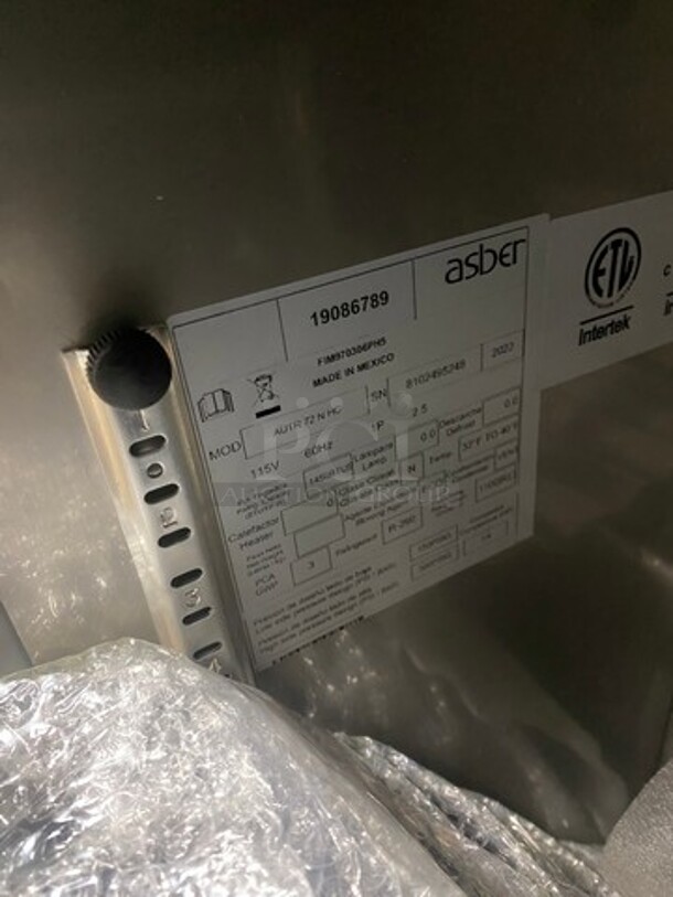 NEW! SCRATCH-N-DENT! LATE MODEL! 2022 Asber Commercial 3 Door Lowboy/Worktop Cooler! All Stainless Steel! Model: AUTR72NHC SN: 8102495248 115V 1 Phase - Image 9 of 11