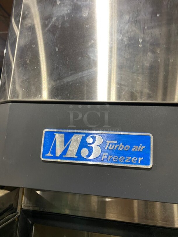 Turbo Air Commercial 2 Door Reach In Freezer! With Poly Coated Racks! Solid Stainless Steel! Model: M3F472 SN: M3F4L76034 115V  - Image 9 of 10