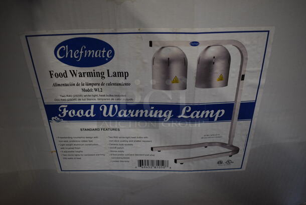 BRAND NEW IN BOX! Chefmate Metal Commercial Countertop 2 Head Warming Lamp - Image 1 of 5