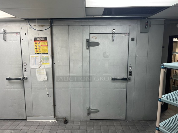 2 Kolpak Walk In Boxes That Make Up One 18'x8'x7' Combo Box w/ Bohn Model ADT065AK 115 Volt, 1 Phase Condenser, Bohn Model LET065BK 208-230 Volt, 1 Phase Condenser, Russell Model RLH080M44-D 208 Volt, 1 Phase Compressor and Russell Model RLH165L44-E 208 Volt, 3 Phase Compressor. 2 Times Your Bid! - Image 1 of 12