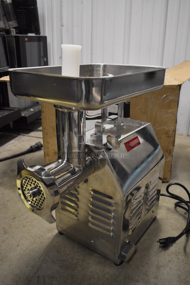 BRAND NEW SCRATCH AND DENT! Avantco Model MG22 Stainless Steel Commercial Countertop #22 Meat Grinder w/ Tray. 110 Volts, 1 Phase. 10x17.5x20 - Image 1 of 6