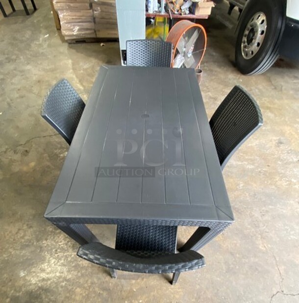 Brand New! Rainbow Arizona Heavy Duty Poly Outdoor Wicker Style Dining Table! With Four Heavy Duty Poly Wicker Style Starlux Dining Chairs! ALL ONE MONEY! - Image 4 of 5