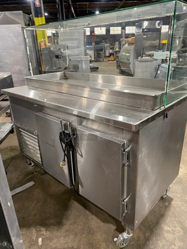 Commercial Refrigerated Food Serving Station Counter/ Cold Pan! With Sneeze Guard! Stainless Steel Body! On Casters! - Image 4 of 7