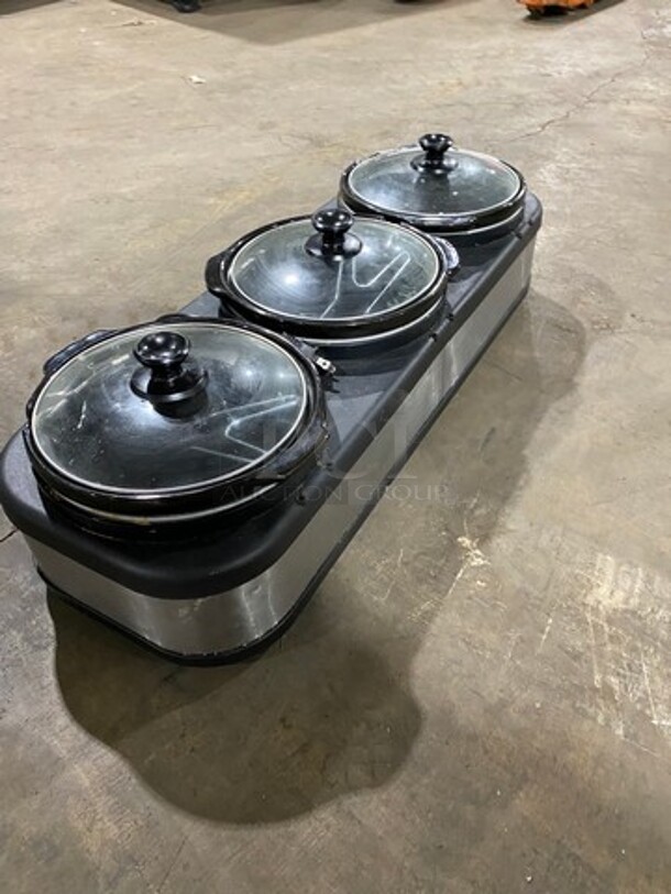 Chefman Countertop 3 Pot Slow Cooker! With Lids! - Image 3 of 7