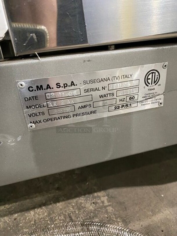 Commercial Countertop Espresso Machine! With Coffee Bean Grinder! All Stainless Steel! Model: AK2AA SN:360152 220/230V - Image 10 of 11