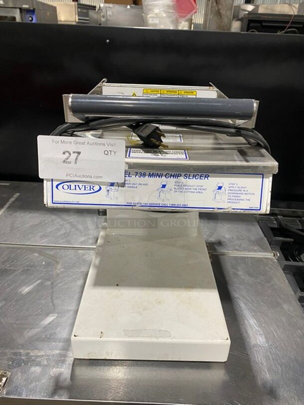 Oliver Commercial Countertop Mini Chip Slicer! Working When Removed! Model 738 SN:188984 115V 60HZ 1 Phase - Item #1101826