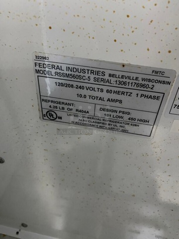Federal Industries Commercial Refrigerated Grab-N-Go Open Case Merchandiser! With Rear Access Doors! Model: RSSM560SC5 SN: 130611769602 120/208/240V 60HZ 1 Phase - Image 6 of 7