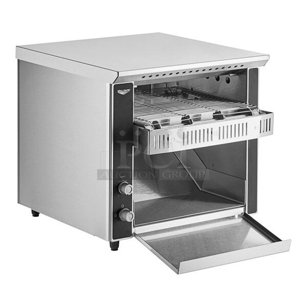 BRAND NEW SCRATCH & DENT! Vollrath CT2H-120250 JT1H Conveyor Toaster with 2 1/2" Opening - 120V, 1600W. S/N: 0194-01767391-008. Minor denting. Glass heating tube is good. 14-1/2x16-1/2x14-3/16 - Image 1 of 6