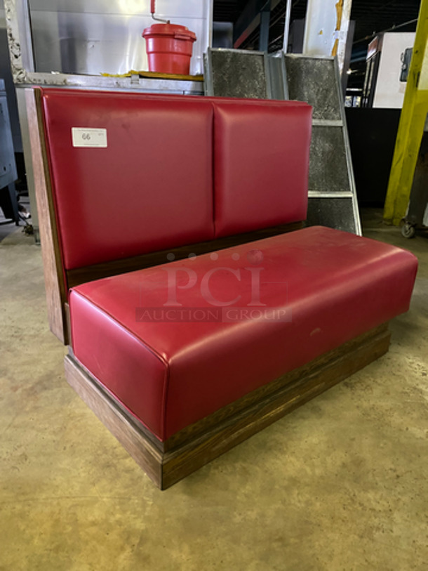 NEW! Single Sided Red Cushioned Booth Seat! With Wooden Outline! Perfect For Up Against The Wall! Can Be Connected To Any Of The Booths Listed!  - Image 7 of 7