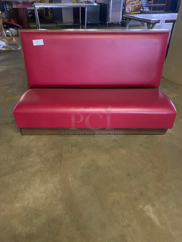 NEW! Single Sided Red Cushioned Booth Seat! With Wooden Outline! Perfect For Up Against The Wall! Can Be Connected To Any Of The Booths Listed! 
