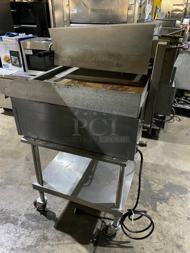 NICE! Lang Natural Gas Powered Groove Panini Style Grill/Flat Griddle Combo! With Underneath Storage Space! All Stainless Steel! On Casters! Model: GGB36TIB SN: D99475 - Image 3 of 11