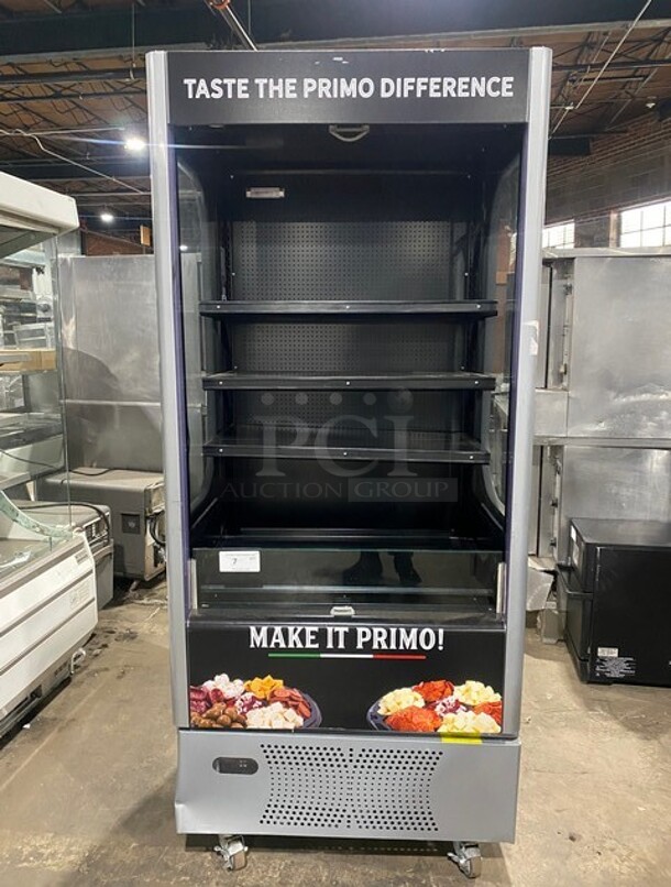 WOW! Ojeda Commercial Refrigerated Open Grab-N-Go Case Merchandiser! With Front Cover! With View Through Sides! On Casters! Working When Removed! MODEL ALPA77H SN:002484830736A 120V 1PH - Image 1 of 6