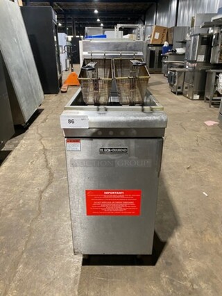 NICE! LATE MODEL! 2016 Black Diamond Commercial LP Powered Deep Fat Fryer! With 2 Metal Frying Baskets! All Stainless Steel! On Legs! Model: BDGF90 SN: 08163670055
