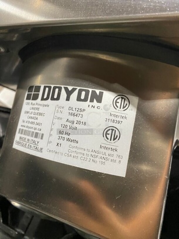 Doyon Commercial Countertop Dough Sheeter! All Stainless Steel! Model: DL12SP SN: 166473 120V 60 HZ 1 Phase - Image 5 of 8