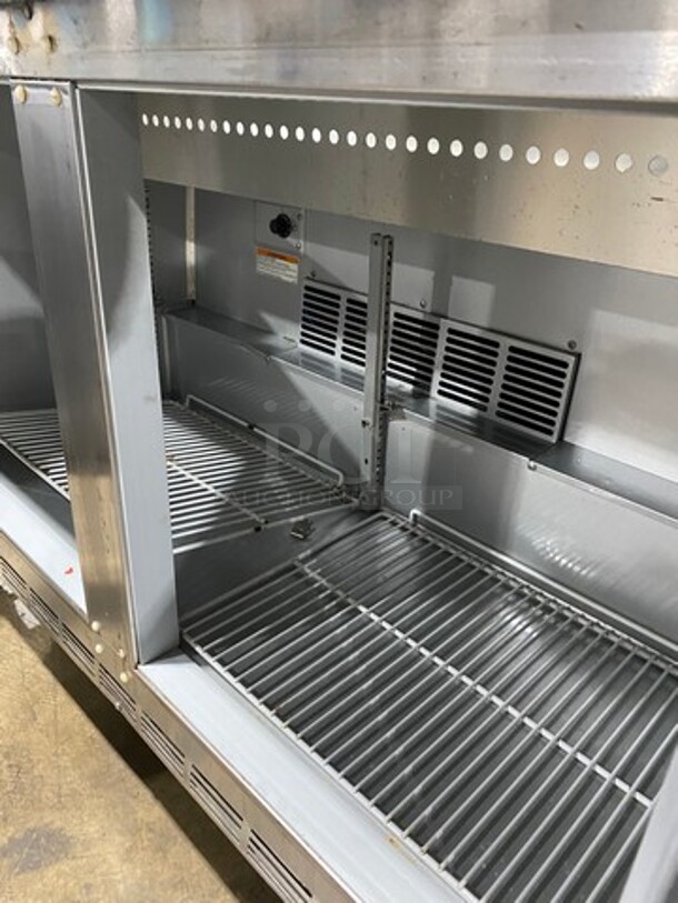 Beverage Air Commercial Refrigerated Sandwich Prep Table! With Commercial Cutting Board! With 2 Door Storage Space Underneath! All Stainless Steel! On Casters! Model: SPE4810 SN: 10704972 115V 1 Phase - Image 8 of 12