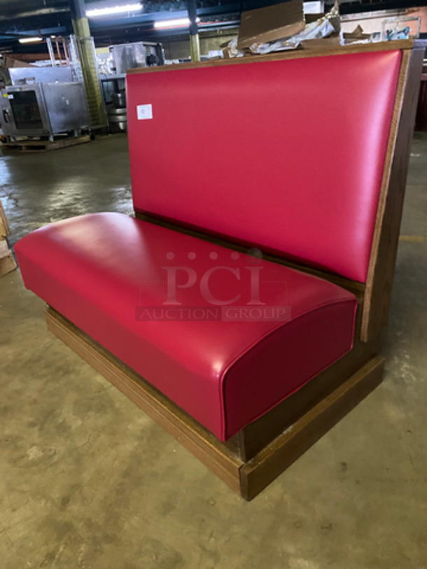 NEW! Single Sided Red Cushioned Booth Seat! With Wooden Outline! Perfect For Up Against The Wall! Can Be Connected To Any Of The Booths Listed! - Image 7 of 7