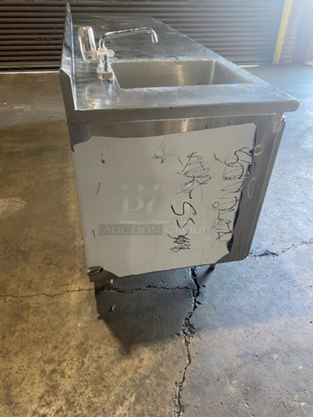 All Stainless Steel Commercial Prep Table! With Left Side Hand Sink! With 4 Door Underneath Storage Space! On Legs! - Image 4 of 9