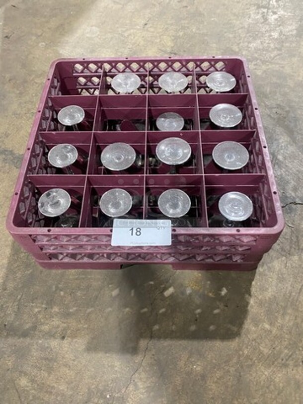 ALL ONE MONEY! Clear Glass Stemmed Martini Glasses! Includes Poly Cup Crate! - Image 1 of 4