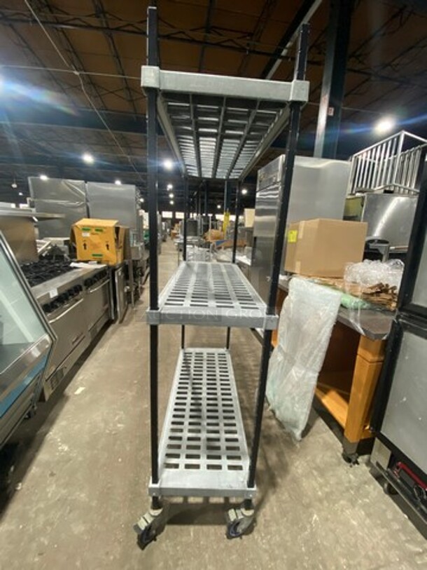 Poly Coated 3 Tier Shelf! On Casters! BUYER MUST DISMANTLE! PCI CANNOT DISMANTLE FOR SHIPPING! PLEASE CONSIDER FREIGHT CHARGES! - Image 2 of 5