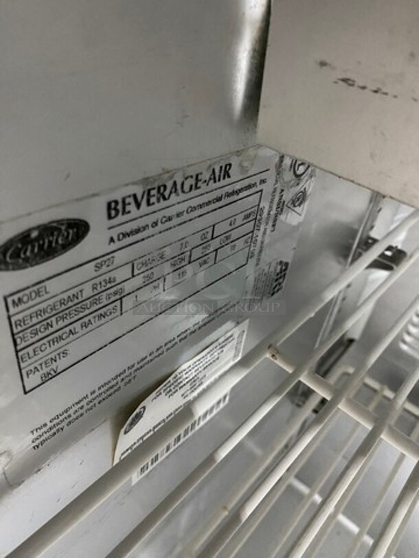 Beverage Air Commercial Refrigerated Sandwich Prep Table! With Single Door Storage Space Underneath! All Stainless Steel! On Casters! Model: SP27 115V 60HZ 1 Phase - Image 9 of 9