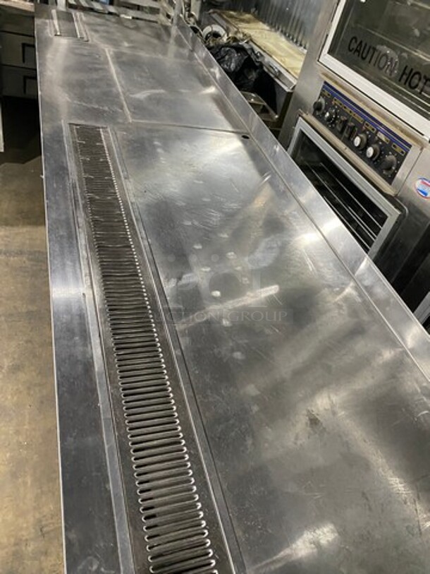 All Stainless Steel Custom Made Commercial Work Top Table! With Drain Board! Perfect For Coffee Stations Or Beverage Stations! With Back Splash! With 4 Door Storage Space Underneath! Solid Stainless Steel! On Legs! - Image 9 of 9