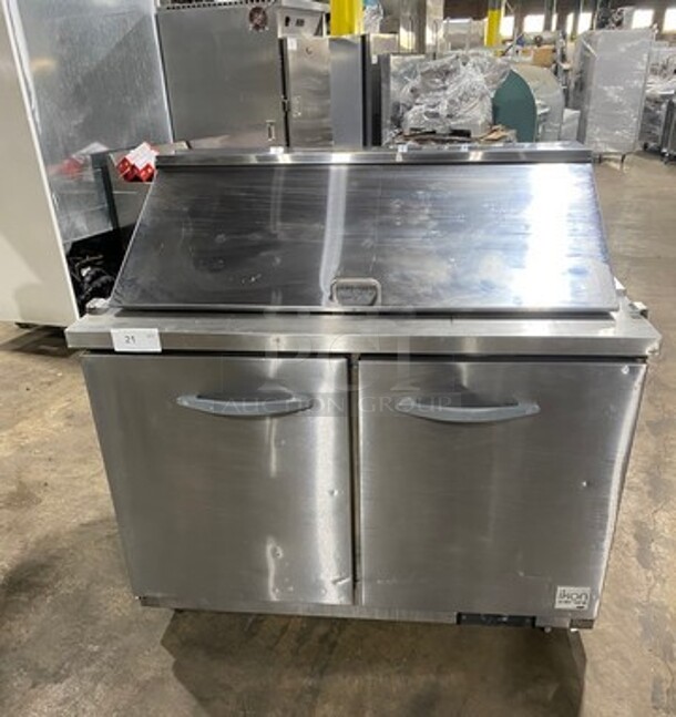 Ikon Stainless Steel Commercial Mega Top Sandwich Salad Prep Table! on Commercial Casters! MODEL KSP48 SN: KSP489064901 115V 1PH