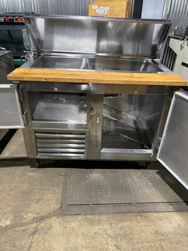 Commercial Refrigerated Sandwich Prep Table! With Chop Block Cutting Board! With 2 Door Storage Space! All Stainless Steel! On Legs! - Image 5 of 8