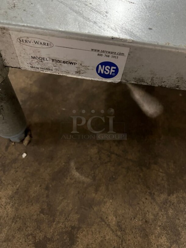 Serv Ware Stainless Steel Worktable With Underneath Shelf! MODEL T30S6CWP - Image 4 of 5