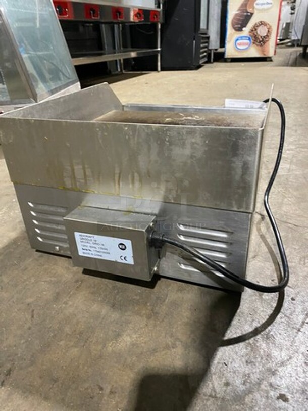 Sweet! Like New! Late Model! Adcraft Commercial Countertop Electric Powered Flat Griddle! With Back And Side Splashes! All Stainless Steel! Model: GRID16 SN: 17040100058 120V 1 Phase! Working When Removed!  - Image 3 of 9