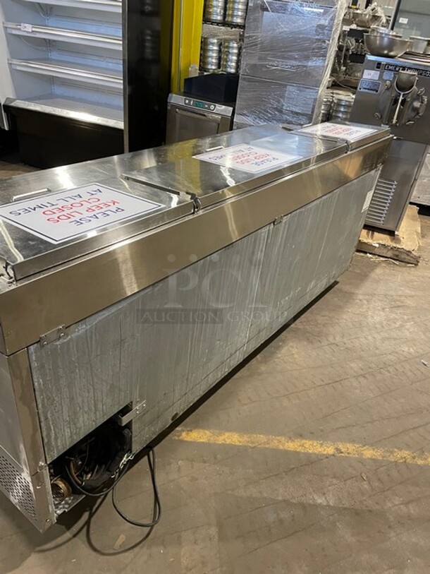 NICE! All Stainless Steel Commercial Refrigerated Pizza Prep Table! With 3 Door Refrigerated Storage Underneath! On Casters! 115V 1 Phase! - Image 3 of 12