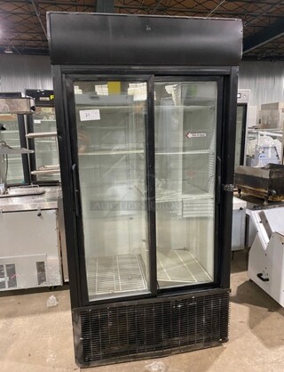 True Commercial 2 Sliding Door Reach In Refrigerator Merchandiser! With View Through Doors! With Poly Coated Racks! Model: GDM33 SN: 13089041 115V 60HZ 1 Phase
