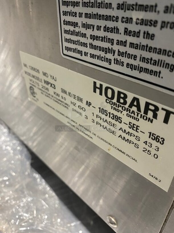 Hobart Commercial Countertop Electric Powered Steam Cabinet! With Perforated Pans! All Stainless Steel! On Legs! Model: HPX3 SN: AP10513955EE1563 208V 60HZ 1/3 Phase - Image 6 of 8