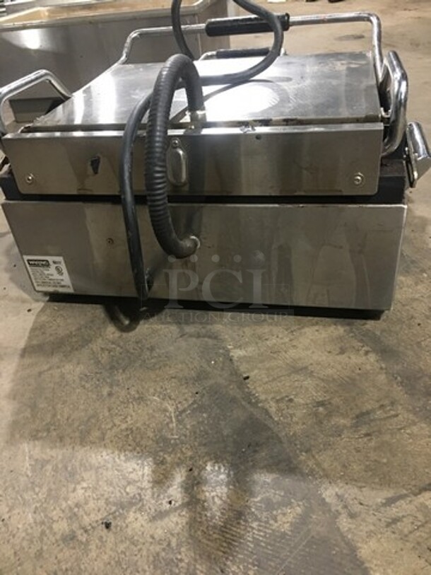 LATE MODEL! 2017 Waring Commercial Countertop Panini/Sandwich Supremo Grill! All Stainless Steel! Press With Flat Surface! WORKING WHEN REMOVED! Model: WPG250 120V - Image 3 of 9