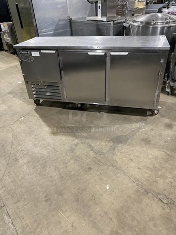 Leader 72 Inch 3 Door Refrigerated Lowboy Cooler! Model LB72S/C Serial PY11C2538! 115V 1 Phase! On Commercial Casters!