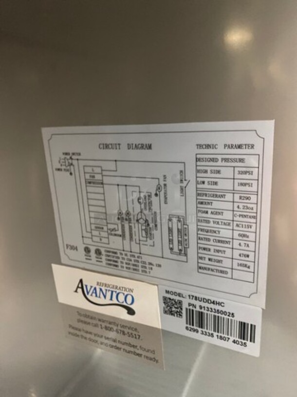 Avantco Commercial Refrigerated Kegerator! With 3 Door Storage Space Underneath! Model: 178UDD4HC SN: 6299333518074035 115V - Image 8 of 10