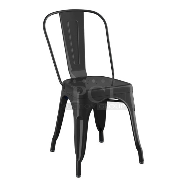 2 BRAND NEW SCRATCH AND DENT! Lancaster Table & Seating 164CMCAFEBLK Alloy Series Black Outdoor Cafe Chair. 2 Times Your Bid!