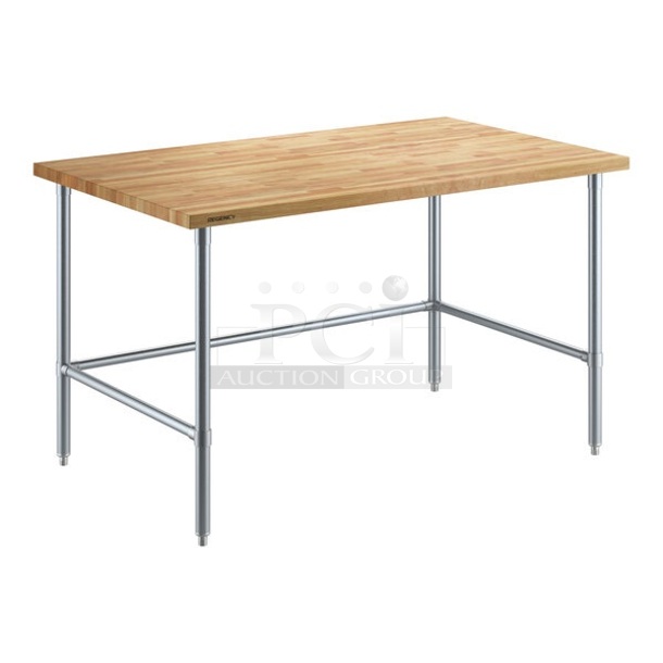BRAND NEW SCRATCH AND DENT! Regency 600WTOB3660G 36" x 60" Wood Top Work Table with Galvanized Base. May Be Missing Pieces.  - Image 1 of 3