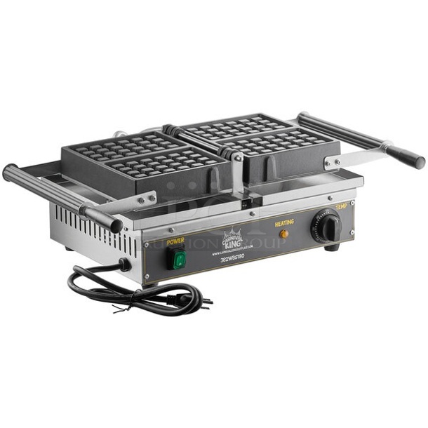 BRAND NEW SCRATCH AND DENT! 2023 Carnival King 382WBS180 Stainless Steel Commercial Countertop Brussels / Liege Style Belgian Waffle Maker. 120 Volts, 1 Phase. Tested and Working! - Image 1 of 5
