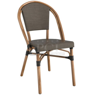 3 BRAND NEW SCRATCH AND DENT! Lancaster Table & Seating 427CSFRBSBRN French Bistro Brown Outdoor Side Chair. 3 Times Your Bid!