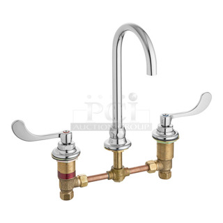 LIKE NEW! American Standard 76A6540180002 Monterrey 1.5 GPM Deck-Mount Widespread Lavatory Faucet with 8" Centers, 5" Rigid / Swivel Gooseneck Spout, Plain Spout End