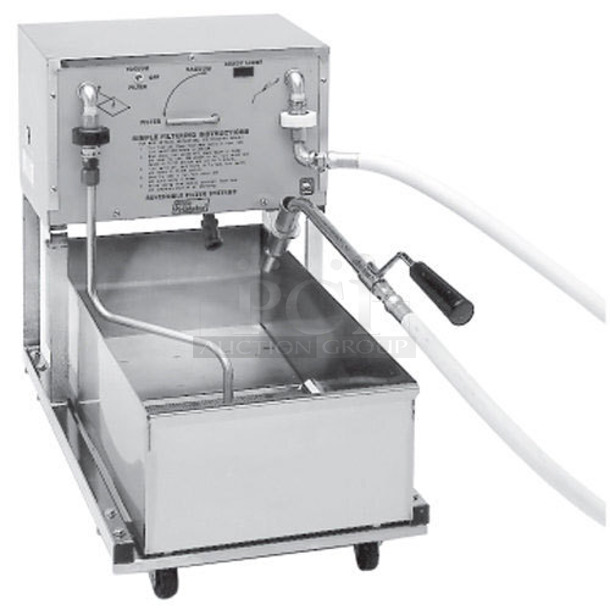 BRAND NEW! 2023 Pitco Frialator P14 Stainless Steel Commercial Portable Fryer Oil Filter Machine on Commercial Casters. 115 Volts, 1 Phase.  - Image 1 of 7