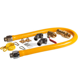 BRAND NEW SCRATCH AND DENT! Regency 48" Mobile Gas Connector Hose Kit with 2 Elbows, Full Port Valve, Restraining Device, and Quick Disconnect - 1"