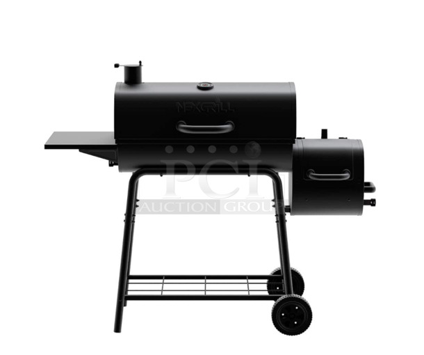 NexGrill 810-0029 29 in. Barrel Offset Charcoal Smoker and Grill in Black - Image 1 of 10