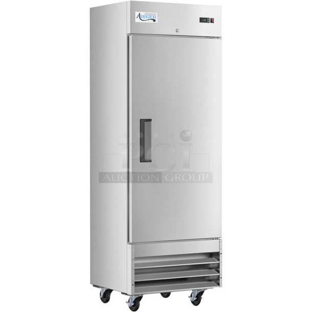 BRAND NEW SCRATCH AND DENT! 2024 Avantco 178A19FHC Stainless Steel Commercial Single Door Reach In Freezer w/ Poly Coated Racks on Commercial Casters. 115 Volts, 1 Phase. Tested and Working! - Image 1 of 7
