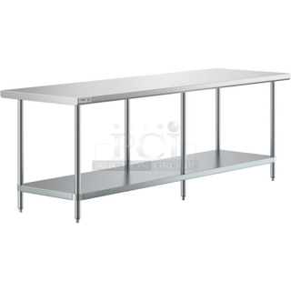BRAND NEW SCRATCH AND DENT! Regency 600T3096G 30" x 96" 18-Gauge 304 Stainless Steel Commercial Work Table with Galvanized Legs and Undershelf. May Be Missing Pieces.