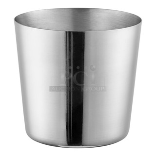 BRAND NEW SCRATCH AND DENT! Box of 48 Acopa 176FRYSS14 16 oz. Smooth Stainless Steel Appetizer / French Fry Holder with Flat Top