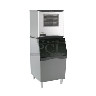 BRAND NEW SCRATCH AND DENT! 2024 Scotsman NS0422A-1B Prodigy Plus Series 22" Nugget Ice Machine - 420 lb. on 2024 Scotsman B322S Ice Storage Bin 370 lb. Stainless Steel Exterior. 115 Volts, 1 Phase. 
