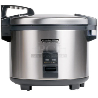 BRAND NEW SCRATCH AND DENT! Proctor Silex 37560R 60 Cup (30 Cup Raw) Electric Rice Cooker / Warmer. See Pictures for Damage. 120 Volts, 1 Phase. 