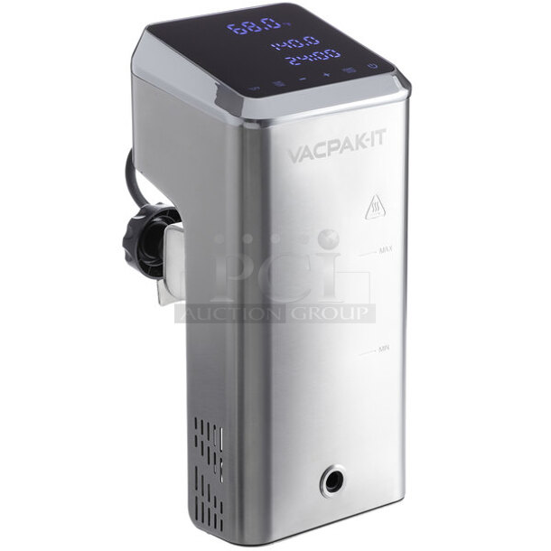 BRAND NEW SCRATCH AND DENT! VACPAK-IT 186SV158 Commercial Stainless Steel Sous Vide Circulator Head. 120V. Tested And Working! Stock Pictures Used For Gallery Picture.